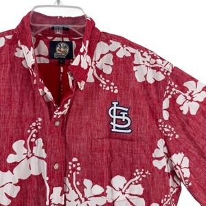Reyn Spooner‎ St Louis Cardinals Hawaiian Shirt Mens Med. Classic Fit Red Floral